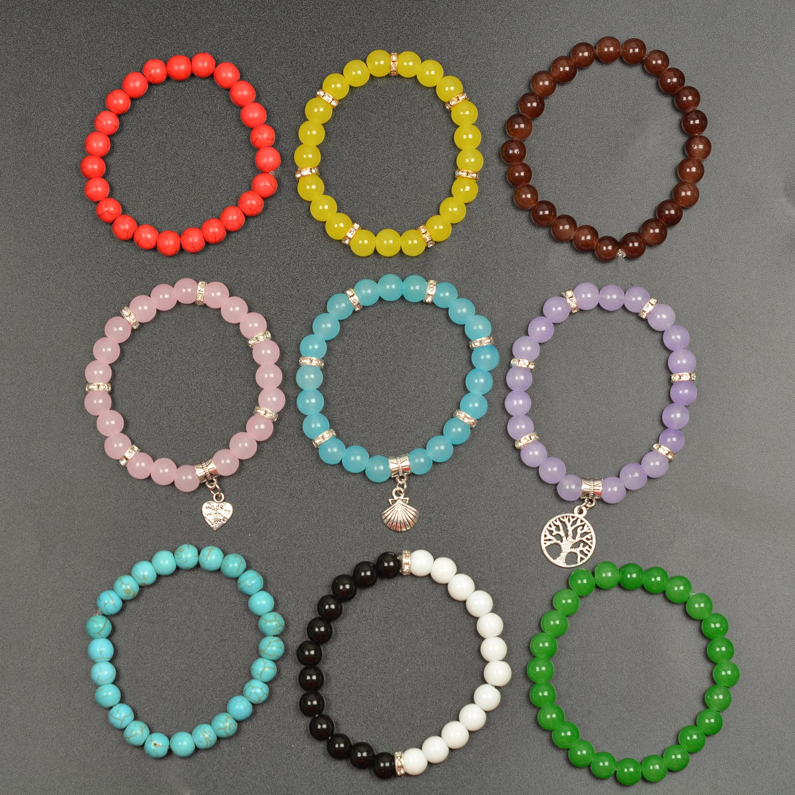 Buy now AIFNIY 570PCS Glass Beads for Jewelry Making 8mm Turquoise 24 Colors Crystal Beads Bracelet Making Kit Loose Round Gemstone Stone Spacer Chakra Energy Healing Beads Bulk DIY Crafts (Kit A) at indiglob india
