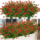 6 Bundles Outdoor Artificial Flowers UV Resistant Fake Boxwood Plants, Faux Plastic Greenery for Indoor Outside Hanging Plants Garden Porch Window Box Home Wedding Farmhouse Decor (Magenta)