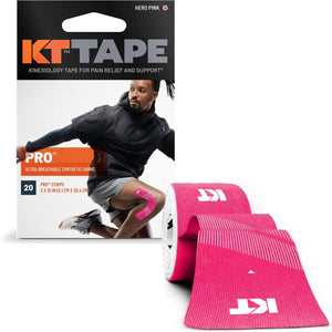 KT Tape, Pro Synthetic Kinesiology Athletic Tape, 20 Count, 10” Precut Strip