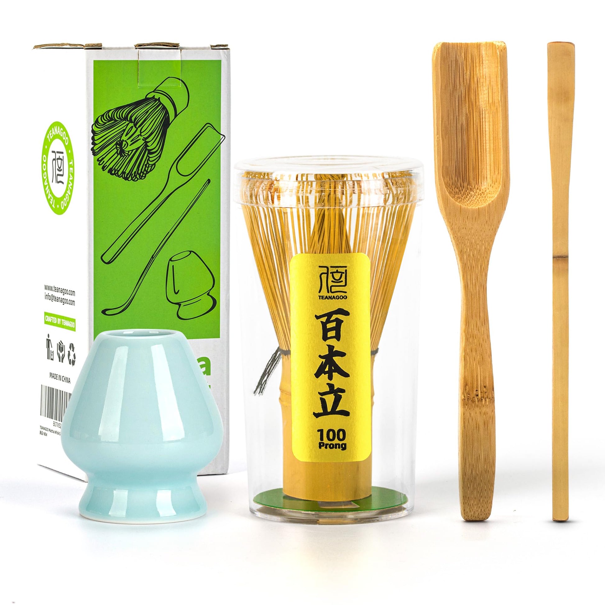 Buy now TEANAGOO MA-01 Japanese Matcha Ceremony Accessory, Matcha Whisk (Chasen), Traditional Scoop (Chashaku), Tea Spoon, Whisk Holder, The Perfect Set to Prepare a Traditional Cup of Matcha.… at indiglob india