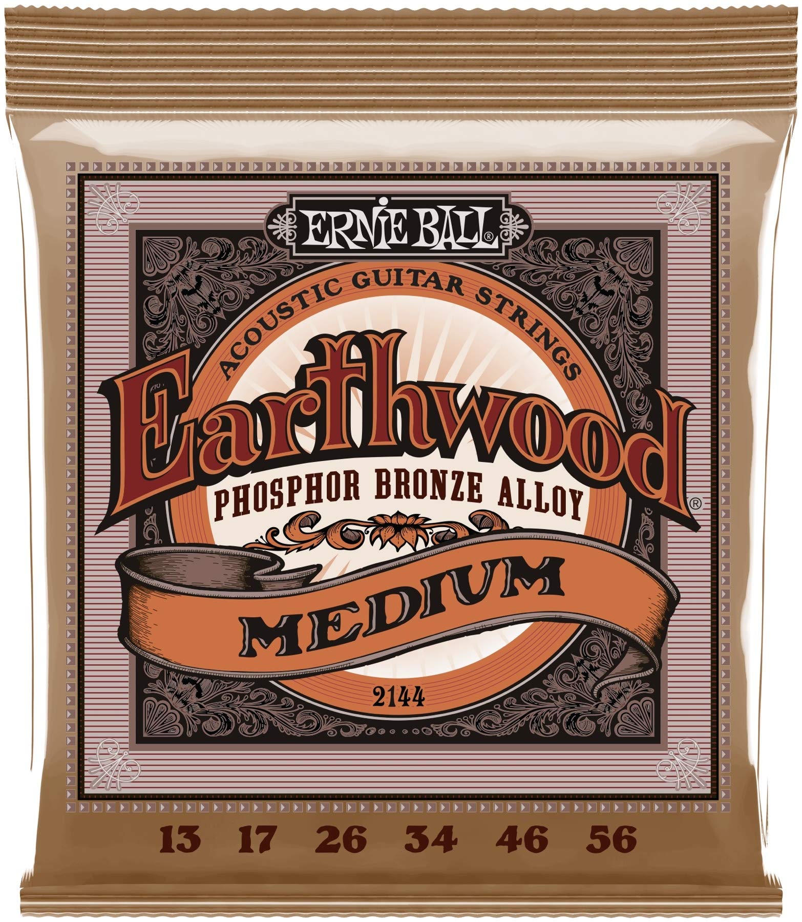 Buy now Ernie Ball Earthwood Medium Light Phosphor Bronze Acoustic Guitar Strings, 12-54 Gauge (P02146) Medium (13-56) Single Pack at indiglob india