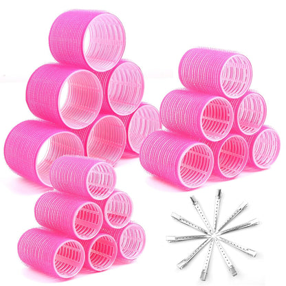 Hair Curlers Rollers, Cludoo 36Pcs Jumbo Big Hair Roller Sets with Stainless Steel Duckbill Clip, 2 Size Self Grip Hair Curlers Rollers for Long Medium Short Thick Fine Thin Hair Bangs Volume