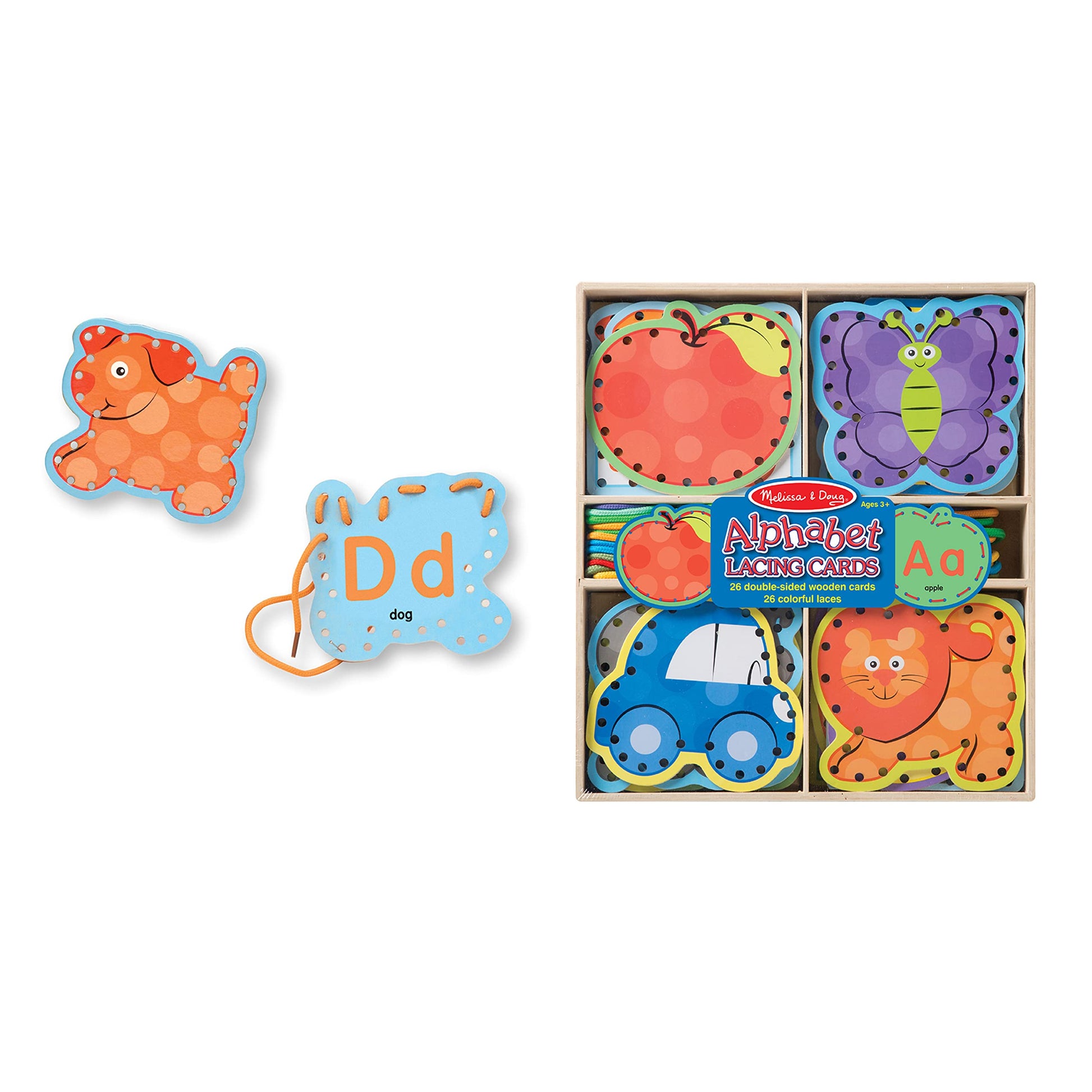 Buy now Melissa & Doug Alphabet Wooden Lacing Cards With Double-Sided Panels and Matching Laces at indiglob india