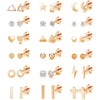 18 Pairs Stainless Steel Stud Earrings Set for Women Men Star Moon flower Heart Leaf Opal 20G Cartilage Earrings Hypoallergenic Flatback Earrings Piercing Jewelry - Rose Gold