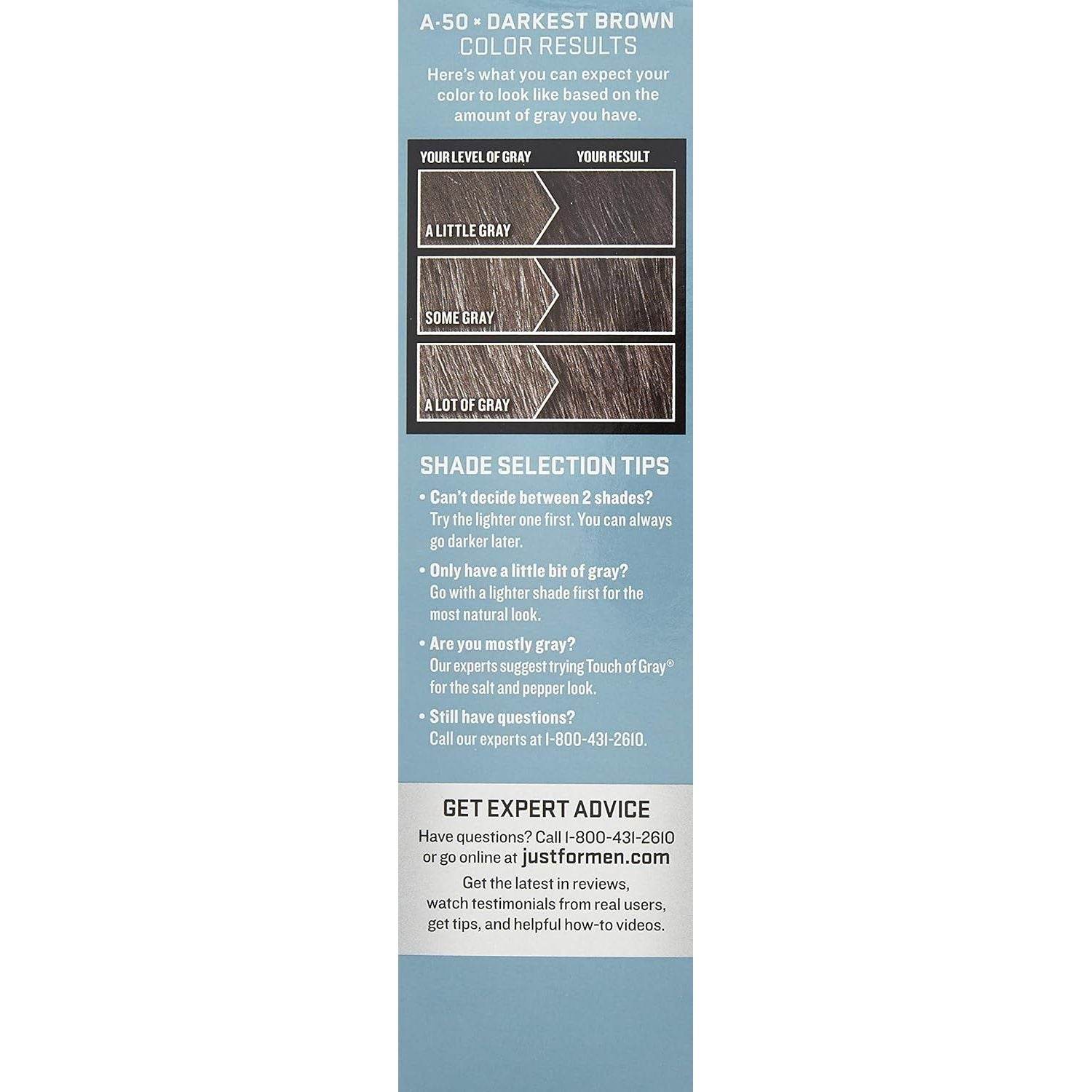 Just For Men Auto Stop Hair Color - Darkest Brown A-50 Just For Men Hair Color Men 1 Application (Pack of 3) - My Store