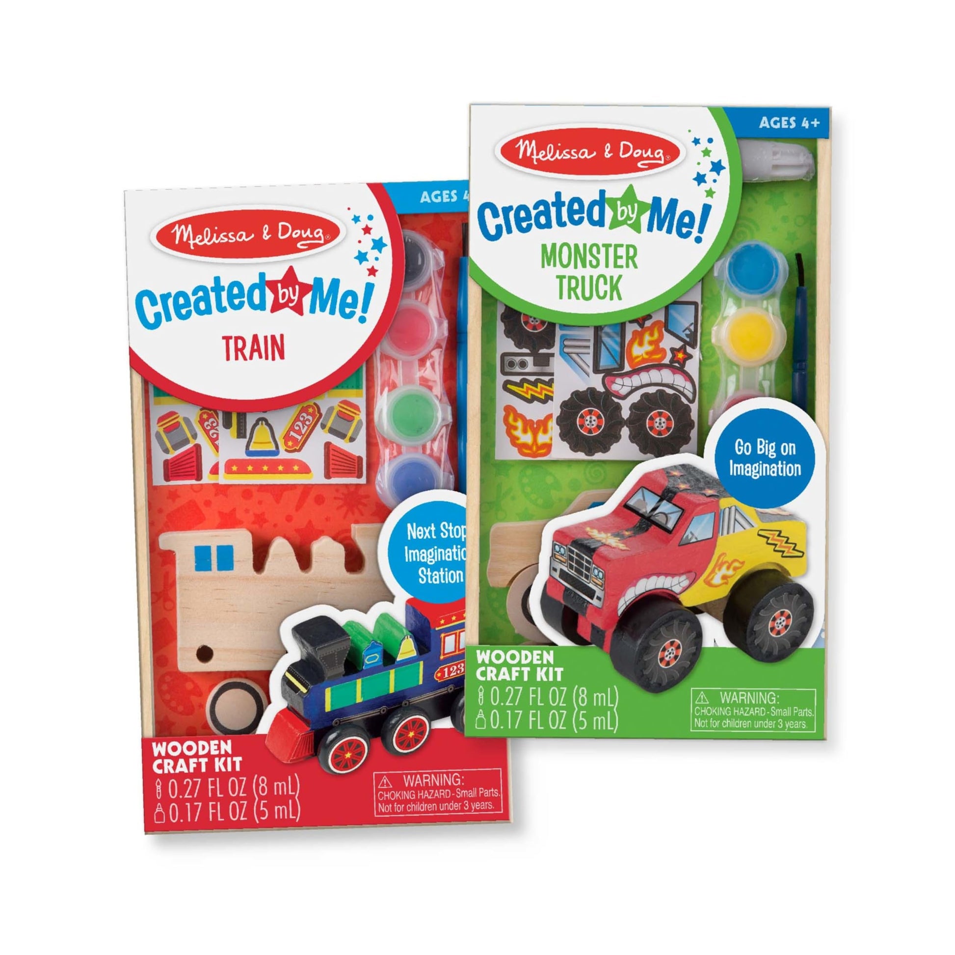 Buy now Melissa & Doug Created by Me! Paint & Decorate Your Own Wooden Vehicles Craft Kit For Kids 2 Pack – Monster Truck, Train at indiglob india