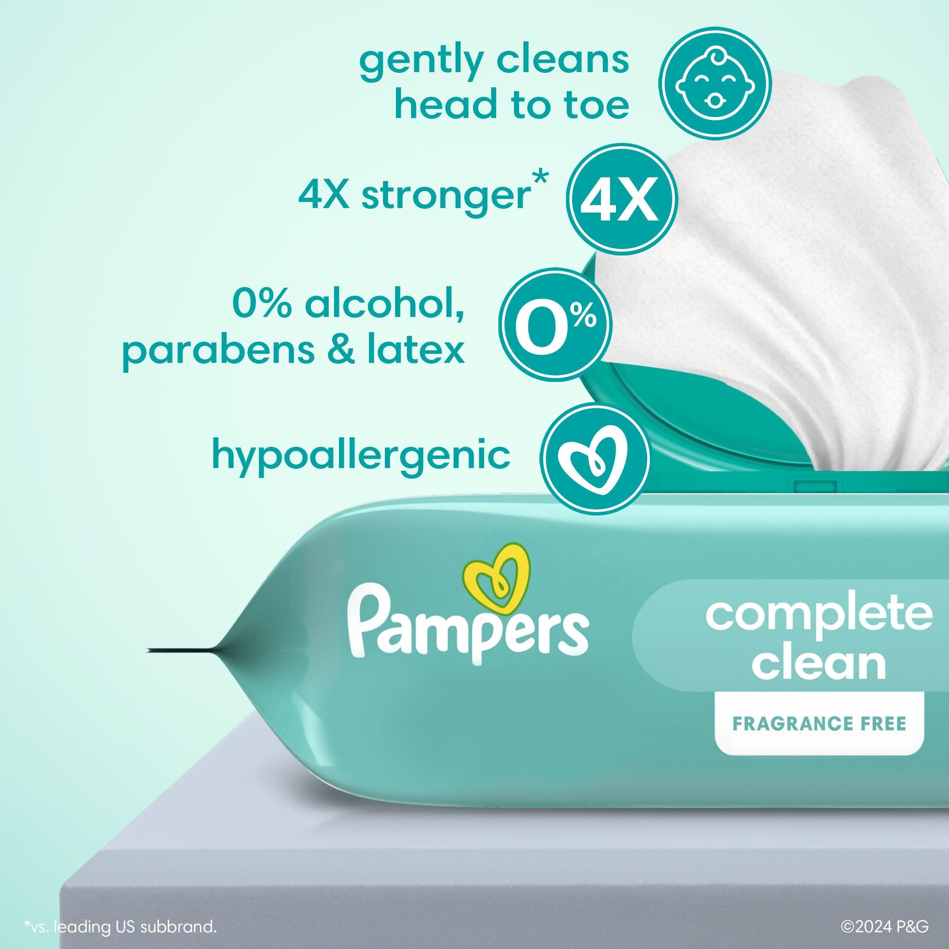 Buy now Baby Wipes, Pampers Baby Diaper Wipes, Complete Clean Unscented, 3X Pop-Top Pack, 216 Count at indiglob india