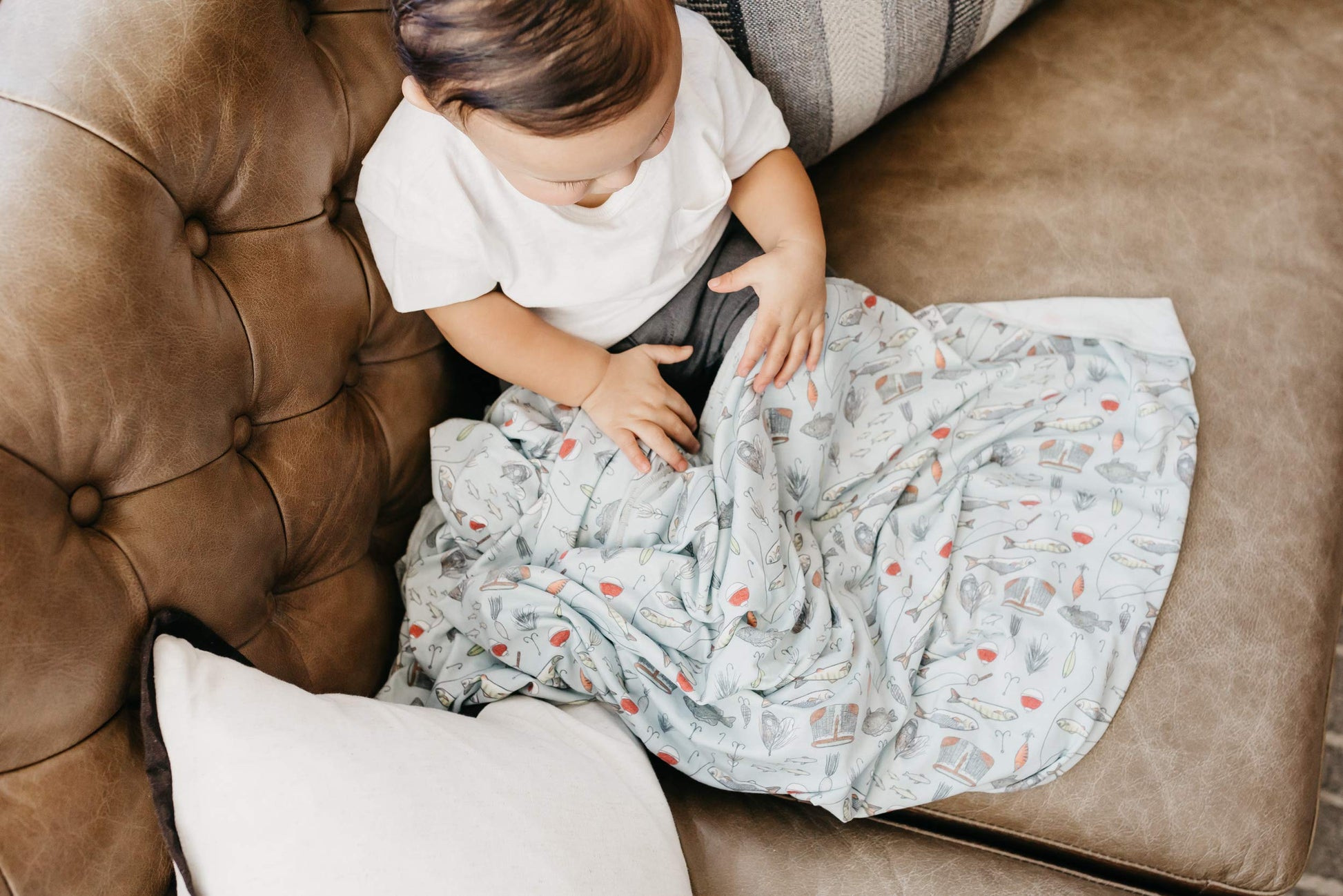 Buy now Copper Pearl Large Premium Knit Baby Swaddle Receiving Blanket Trout at indiglob india