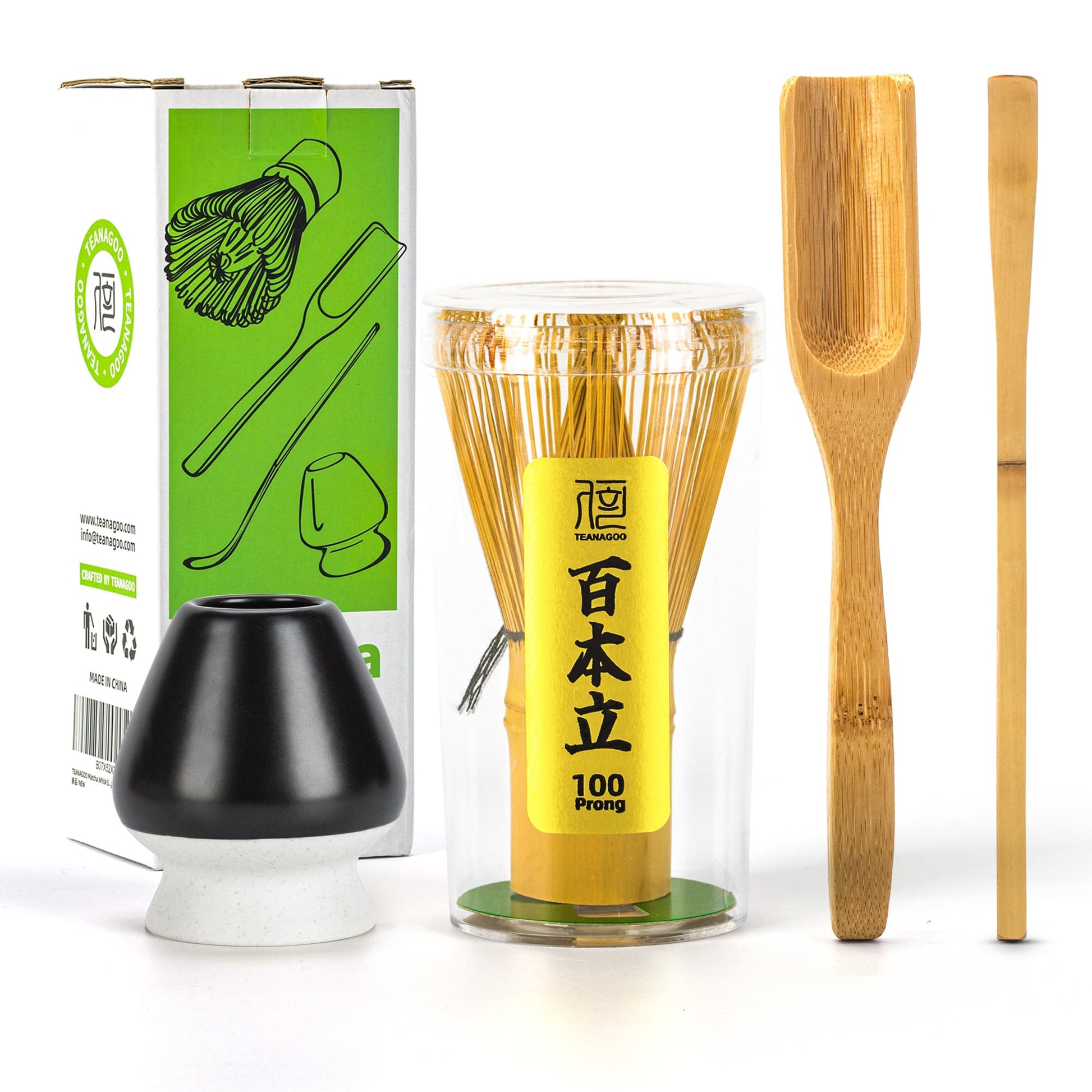 Buy now TEANAGOO MA-01 Japanese Matcha Ceremony Accessory, Matcha Whisk (Chasen), Traditional Scoop (Chashaku), Tea Spoon, Whisk Holder, The Perfect Set to Prepare a Traditional Cup of Matcha.… at indiglob india
