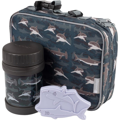 Bentology Kids Lunch Bag Set w Matching Reusable Food Jar & Hard Ice Pack-Dinosaur- Insulated Tote, Stainless Steel thermos & Freezer Pack to Keeps Food Fresh for Hours- Back to School Lunch Box Kits