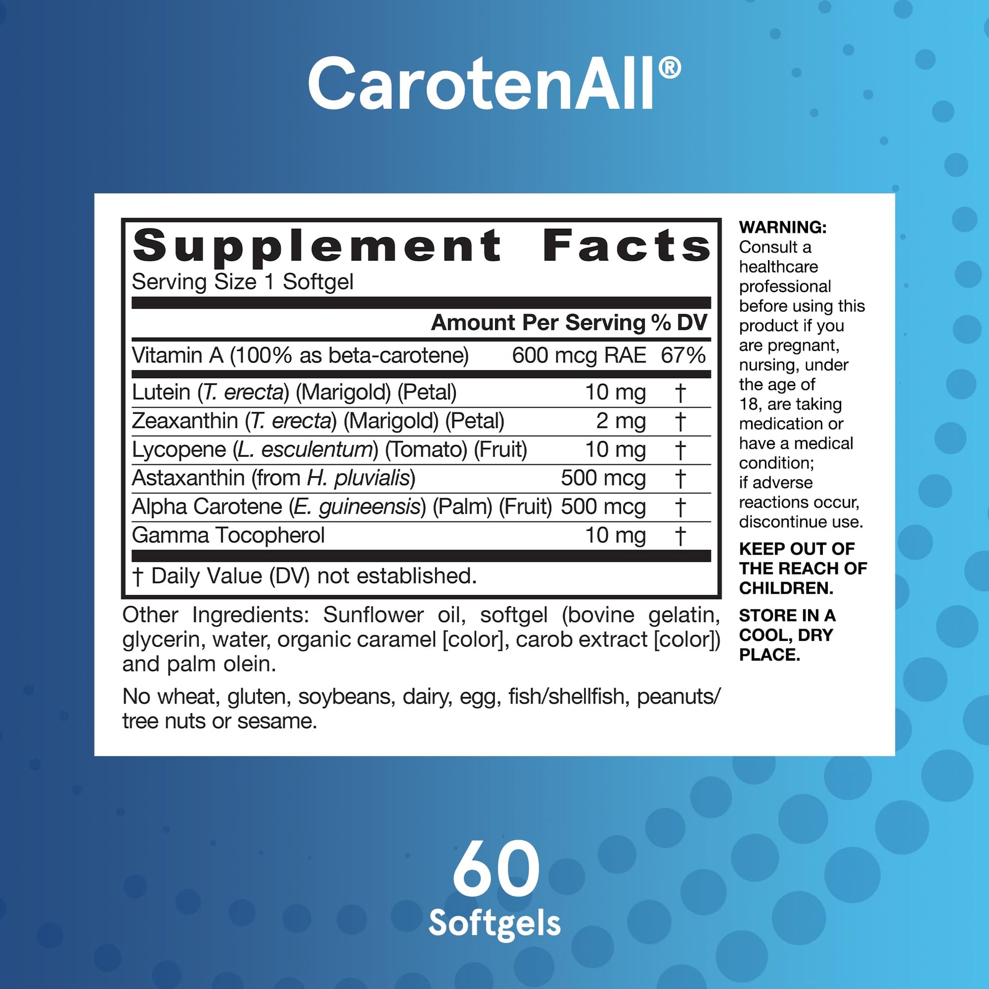 Buy now Jarrow Formulas® CarotenAll, Dietary Supplement, Antioxidant Support for Vision and Cardiovascular Health, 60 Softgels, Up to a 60 Day Supply at indiglob india