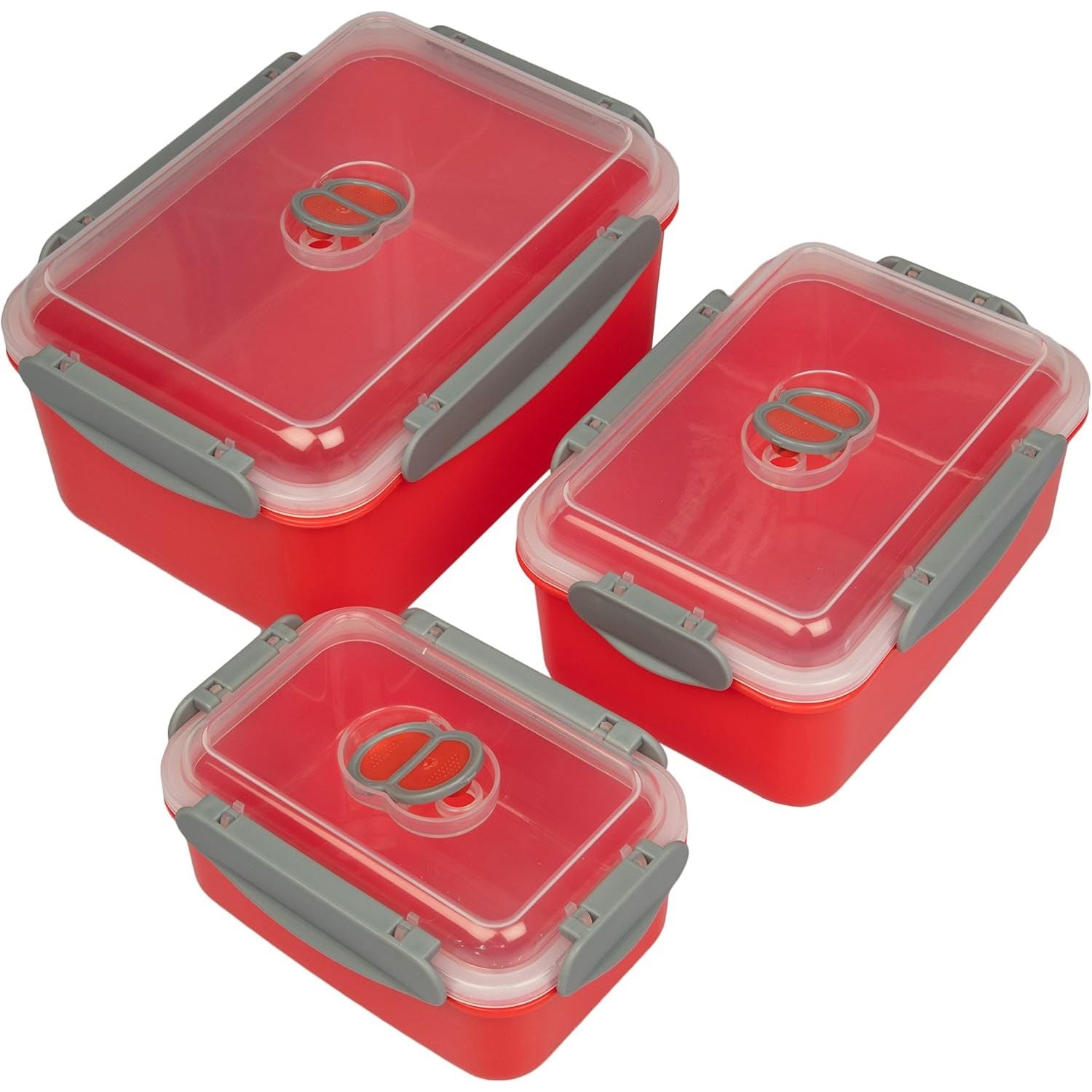 Buy now Microwave Food Storage Containers- Set of 3 Nesting Microwave Cookware Meal Prep Containers w Locking Steam Vent Lids- BPA Free, Fridge and Freezer Safe at indiglob india