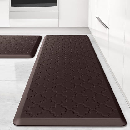 Kitchen Mat [2 PCS] Cushioned Anti-Fatigue Floor Mat, Waterproof Non-Skid Ergonomic Comfort Foam Rugs, Standing Mat for Kitchen, Floor,Office, Sink, Laundry(Grey)