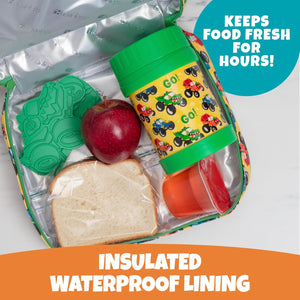 Bentology Lunch Bag for Boys- Kids Insulated Durable Lunchbox Tote Fits Bento Boxes, Containers, Jars & Water Bottles- Reusable School Lunch Sleeve w Clip on Handle- Keep Food Hotter or Colder Longer