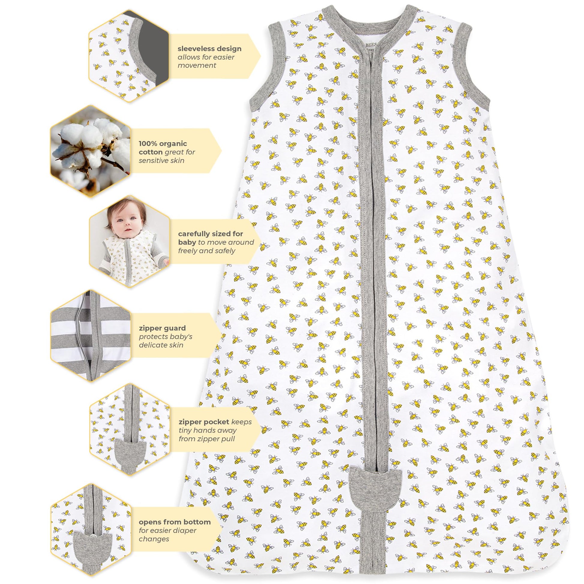Buy now Burt's Bees Baby unisex-baby Beekeeper Wearable Blanket, 100% Organic Cotton, Swaddle Bag at indiglob india