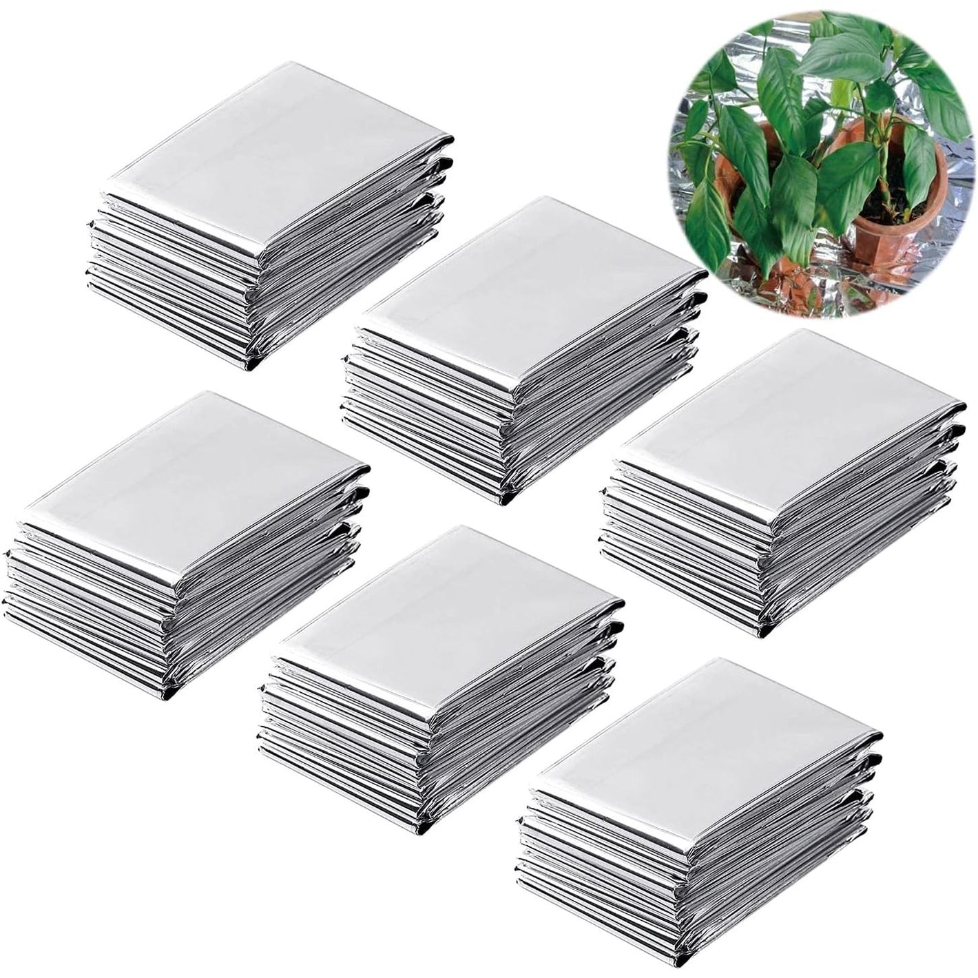 NAVAdeal 6 Pack Silver Highly Reflective Mylar Films, 82x 47Inch, Metallized Foil Covering Sheet, Garden Greenhouse Farming, Increase Plant Growth Save Power, Reduce Uneven Heat Environment Safe