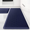 Kitchen Mat [2 PCS] Cushioned Anti-Fatigue Floor Mat, Waterproof Non-Skid Ergonomic Comfort Foam Rugs, Standing Mat for Kitchen, Floor,Office, Sink, Laundry(Chocolate) - Blue