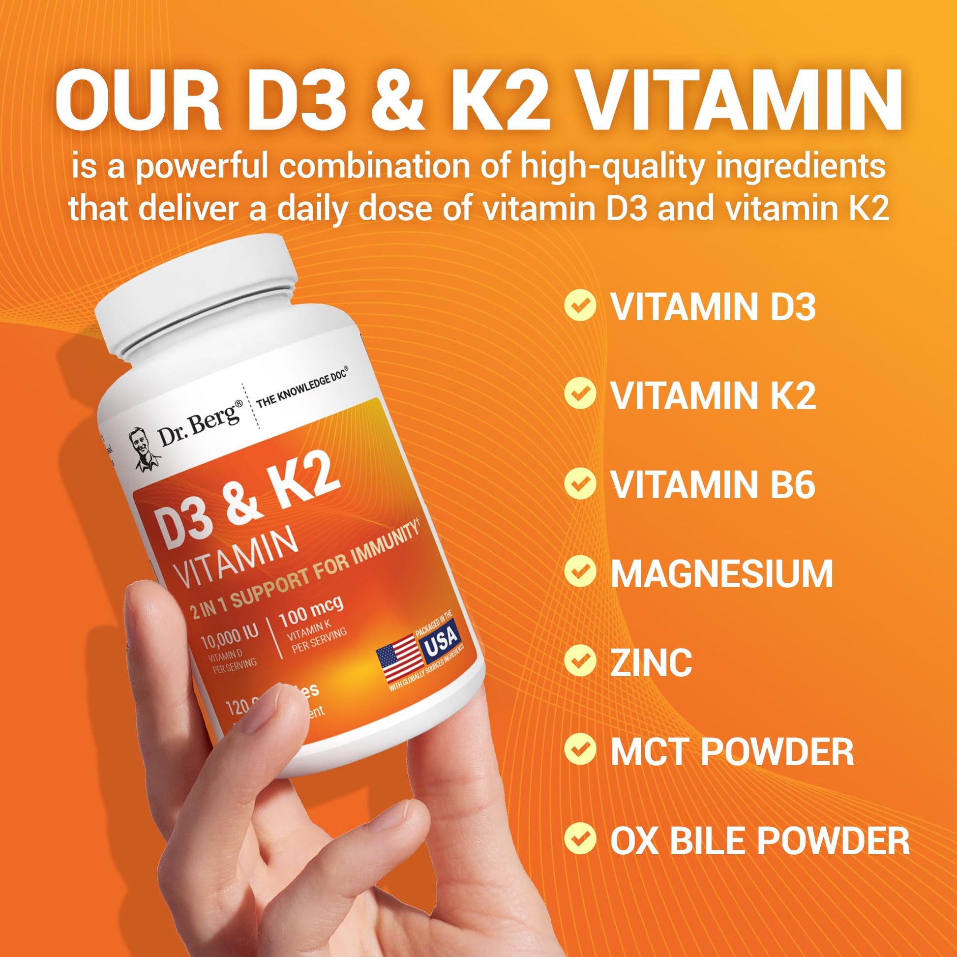 Buy now Dr. Berg Vitamin D3 & K2 10,000 IU + MK-7 – 120 Capsules – Immune, Bone & Heart Support* Supplement w/Magnesium, Zinc, B6 – 4X Lab-Tested – No Fillers – Non-GMO, cGMP, Formulated in USA at indiglob india