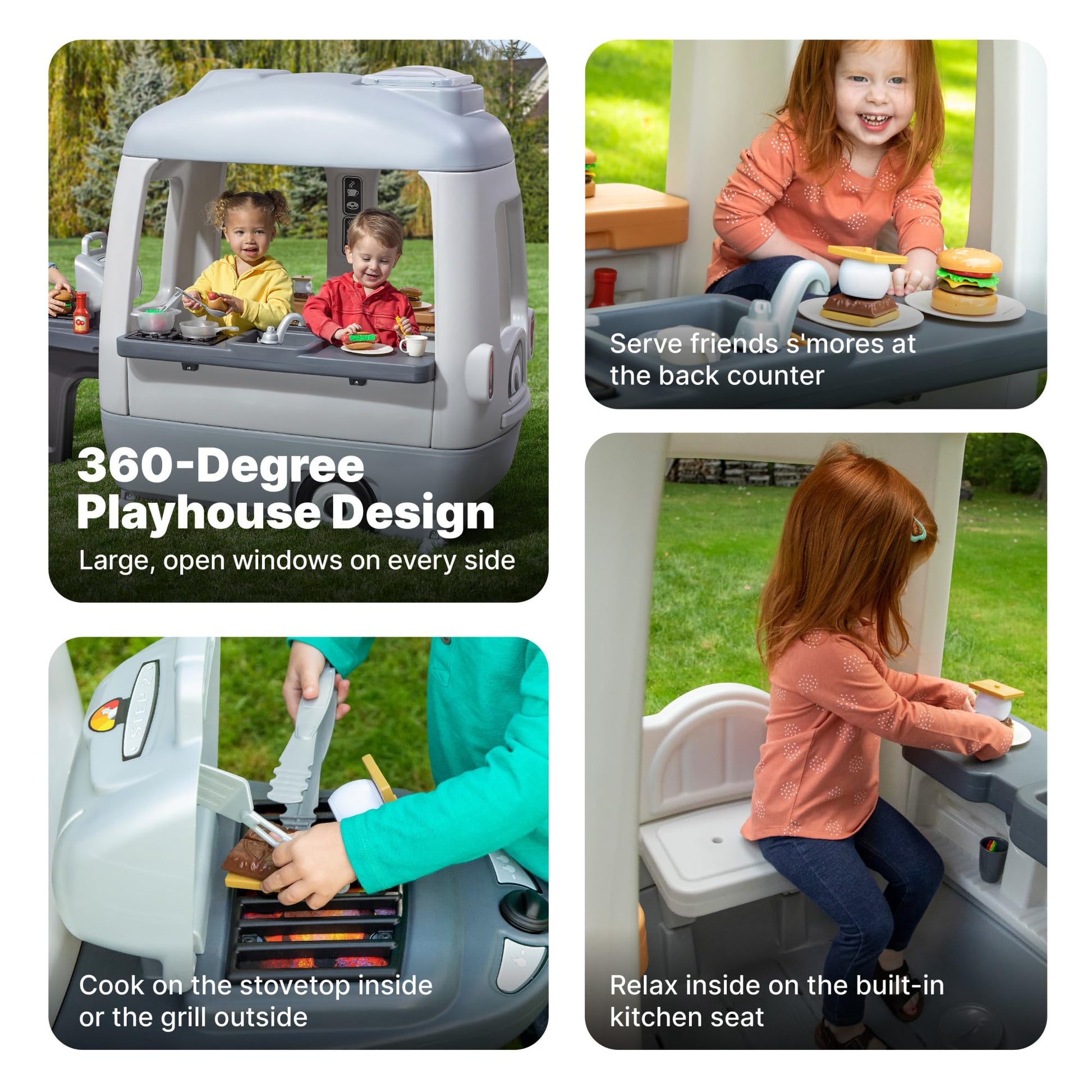 Buy now Step2 Adventure Camper Kids Playhouse, Indoor/Outdoor Playset with Kitchenette, Interactive Doorbell Sounds, 52-Piece Toy Accessories, Durable Plastic, For Toddlers 2+ Years at indiglob india