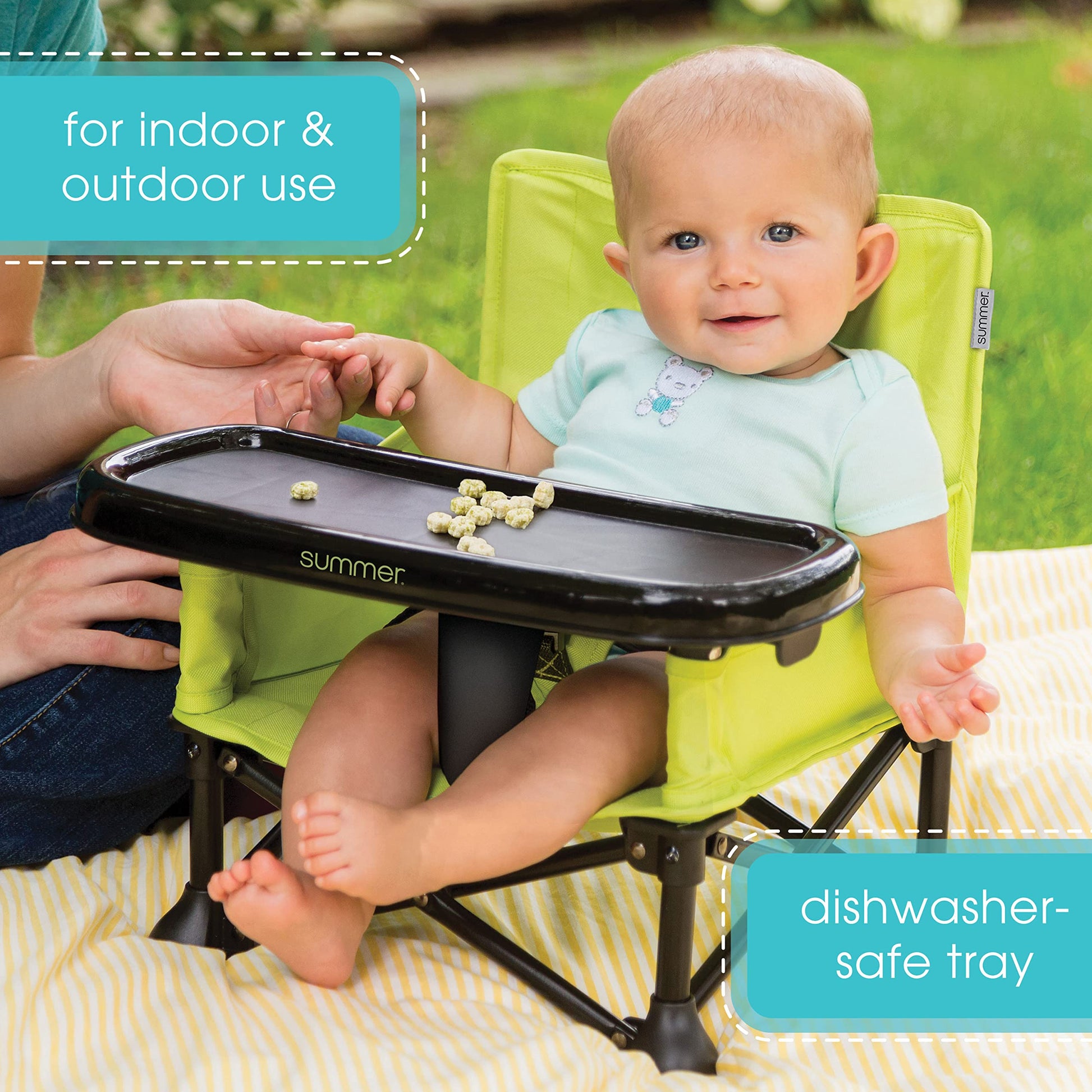Buy now Summer by Bright Starts Pop 'N Sit Portable Booster Chair, Floor Seat, Indoor/Outdoor Use, Compact Fold, Green, 6 Mos - 3 Yrs at indiglob india