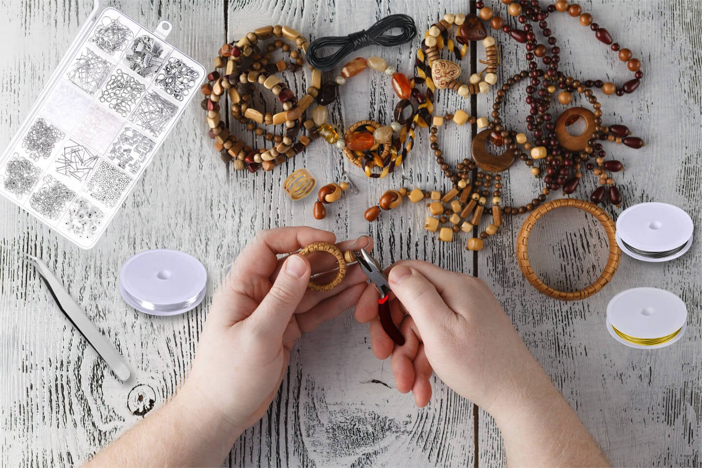 Buy now PAXCOO Jewelry Making Supplies Kit - Repair Tools with Accessories, Pliers, Findings, Beading Wires for Adults and Beginners at indiglob india