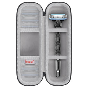 BOVKE Travel Case Compatible with Gillette Mach3 / Mach3 Sensitive / Mach3 Shield / Fusion5/ Fusion5 ProGlide Power and More Razors for Men, Black