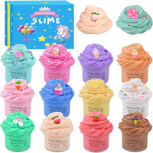 12 Pack Scented Mini Butter Slime Kit, with Unicorn, Rainbow, Animal Candy and Fruit Slime Charms Supplies, Super Soft & Non-Sticky, Ideal Gift for Kids, Stress Relief Putty Toy for Girl and Boys - My Store