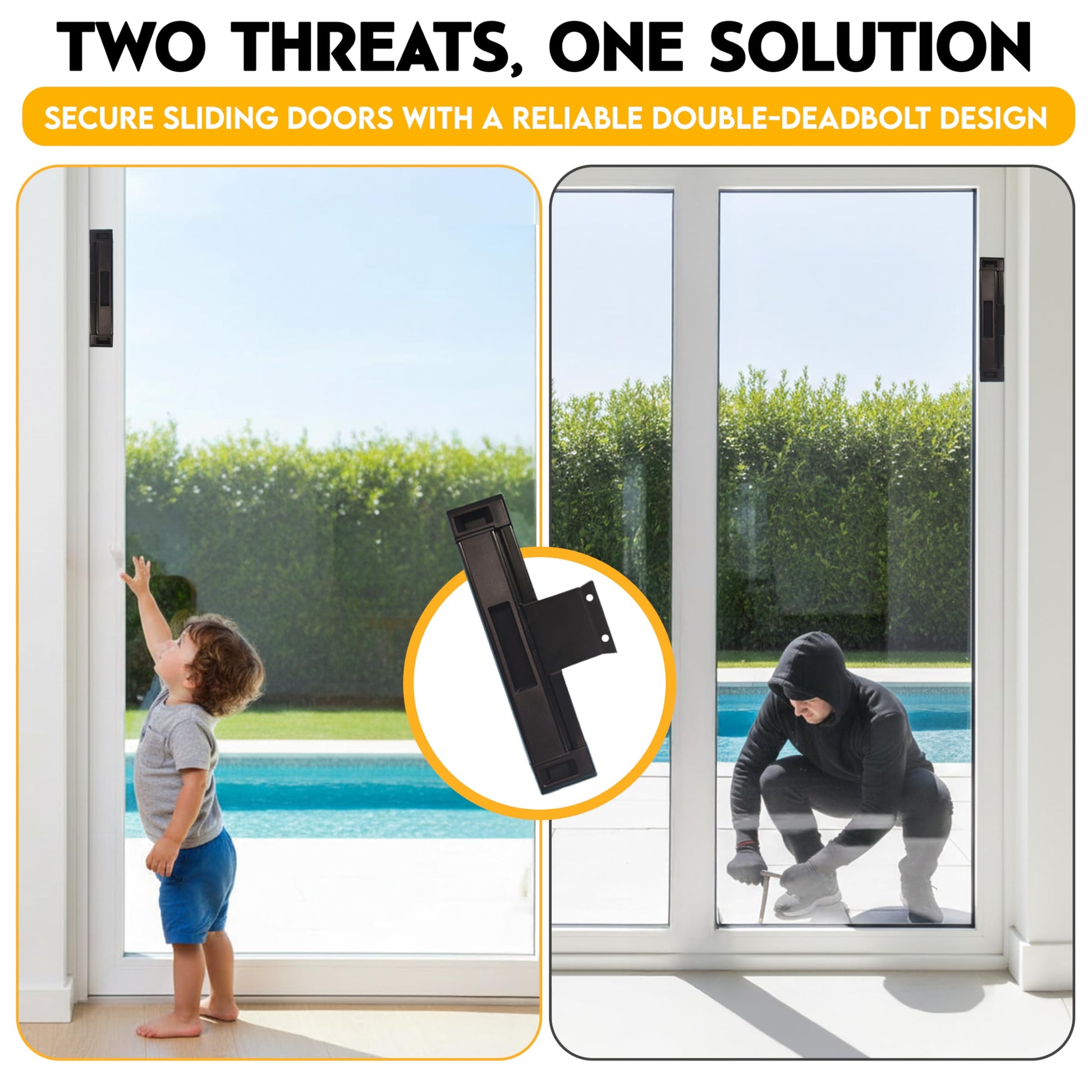 Buy now 2-Pack TOUGHBOLT Double Deadbolt Sliding Patio Door, Child Safety, Home Security Lock with 3-Receiver Latches Included - Installation Required at indiglob india
