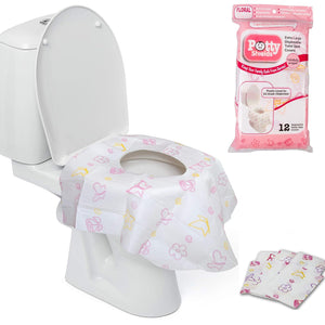 Buy now Toilet Seat Covers Disposable (12 Pack, Floral) - XL Waterproof Toilet Cover for Toddlers, Kids & Adults - Portable & Individually Wrapped for Travel, Potty Training & Public Restrooms at indiglob india