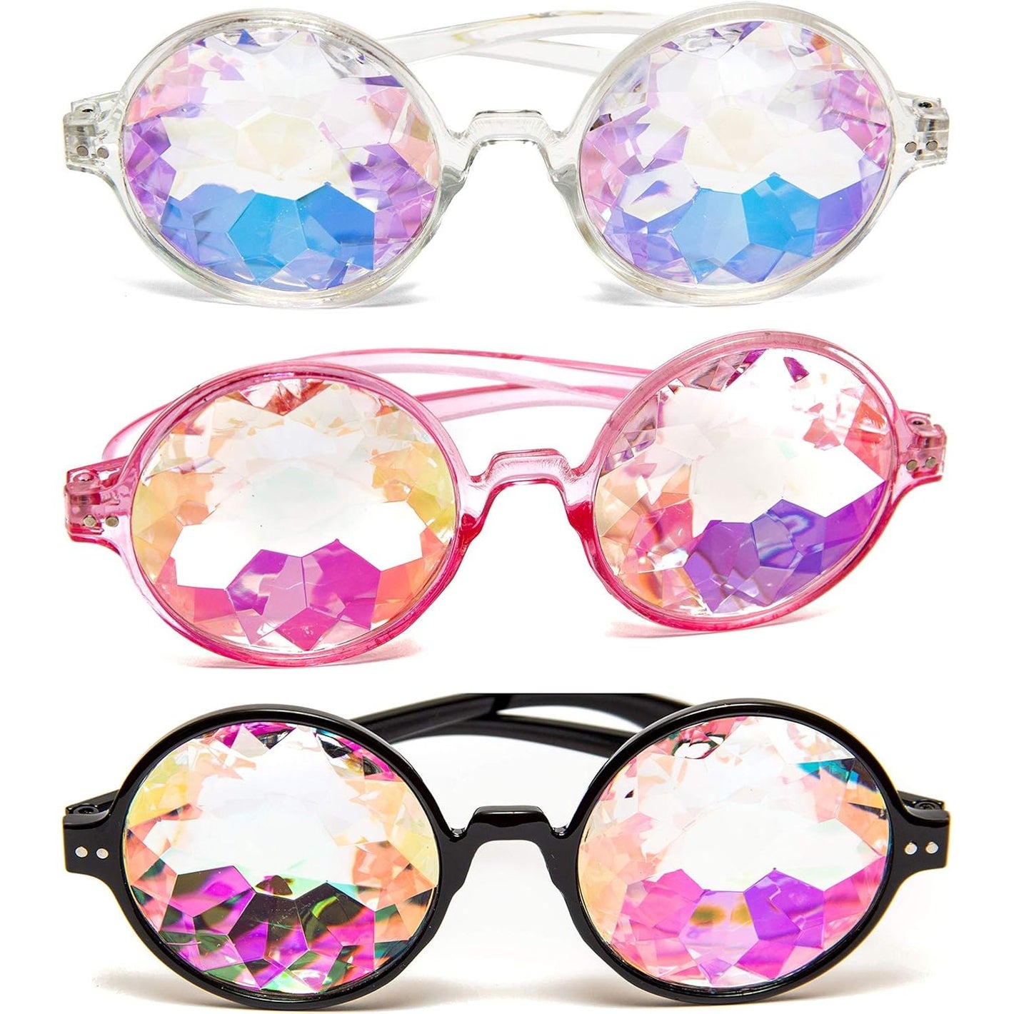 SoJourner Bags Kaleidoscope Glasses - Trippy Psychedelic Rave Goggles - Funky Prism Glasses For Raves - Festival Accessories