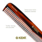 Kent 9T Tortoiseshell Fine Tooth and Wide Tooth Comb - Large Handmade and Saw-Cut Fine Hair Dressing Comb - Wet Hair Detangler Combs for Women and Durable Grooming Made in England