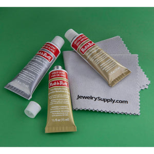 Rub-N-Buff 3 Color Assortment with Premium Buffing Cloth (Silver Leaf, Antique Gold, Gold Leaf)