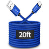 CLEEFUN Long USB C Cable 20ft, USB to USB-C Charging Cable - 20 Foot Type C Charger Cord for iPhone 16 15 Series, Samsung Galaxy Series and Other USB-C Devices - Nylon Braided - Blue
