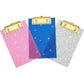 3 Pcs 4 x 6 Inch Mini Clipboards Small Pocket Clipboards Glitter Acrylic Memo Book Boards with Profile Clip for Kids Student Teacher Classroom School Office Supplies