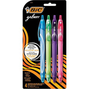 BIC Gel-ocity Quick Dry Fashion Retractable Gel Pens, Medium Point (0.7mm), 4-Count Gel Pen Set, Packaging May Vary