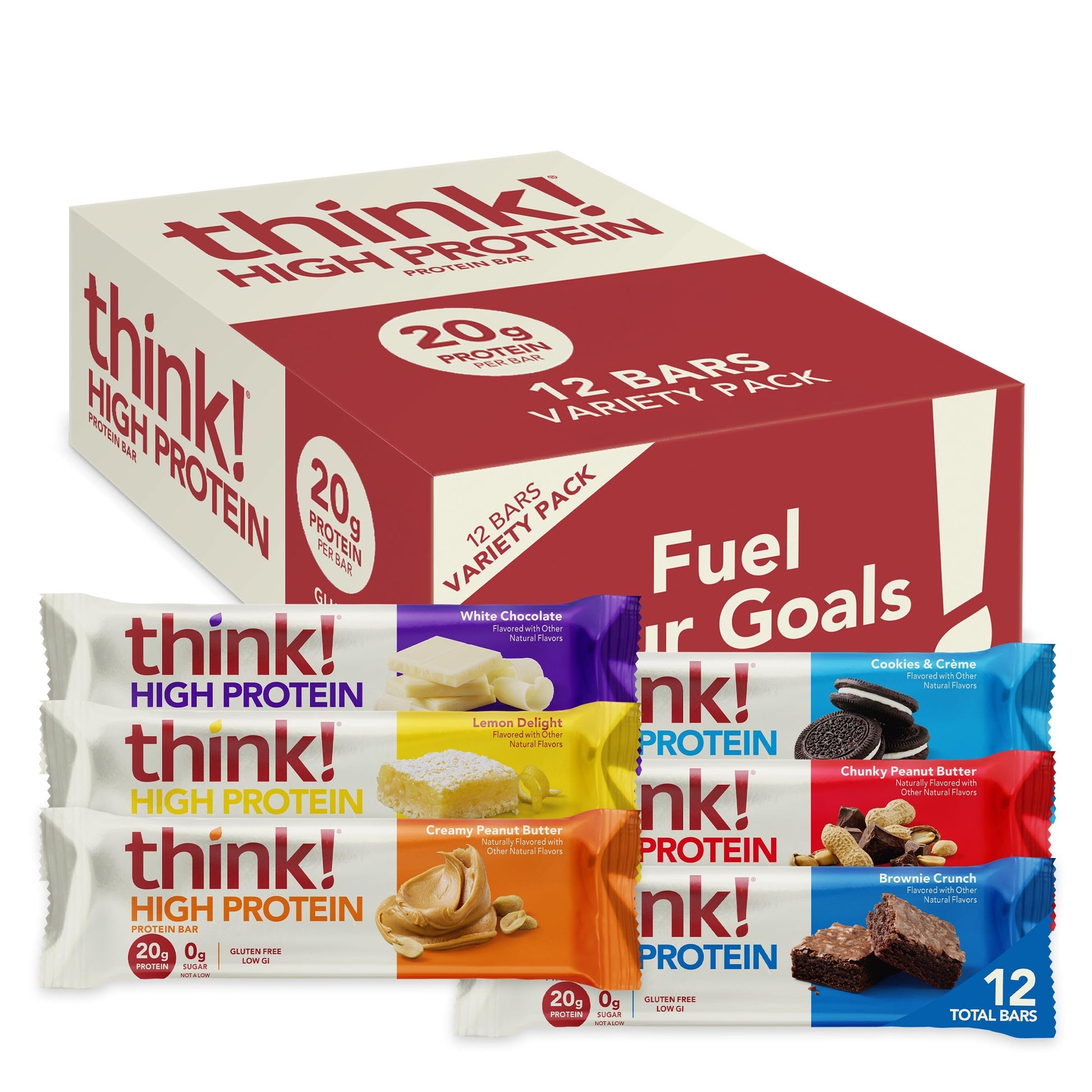 Buy now think! Protein Bars, High Protein Snacks, Gluten Free, Kosher Friendly, Creamy Peanut Butter, Nutrition Bars, 2.1 Oz per Bar, 12 Count (Packaging May Vary) at indiglob india