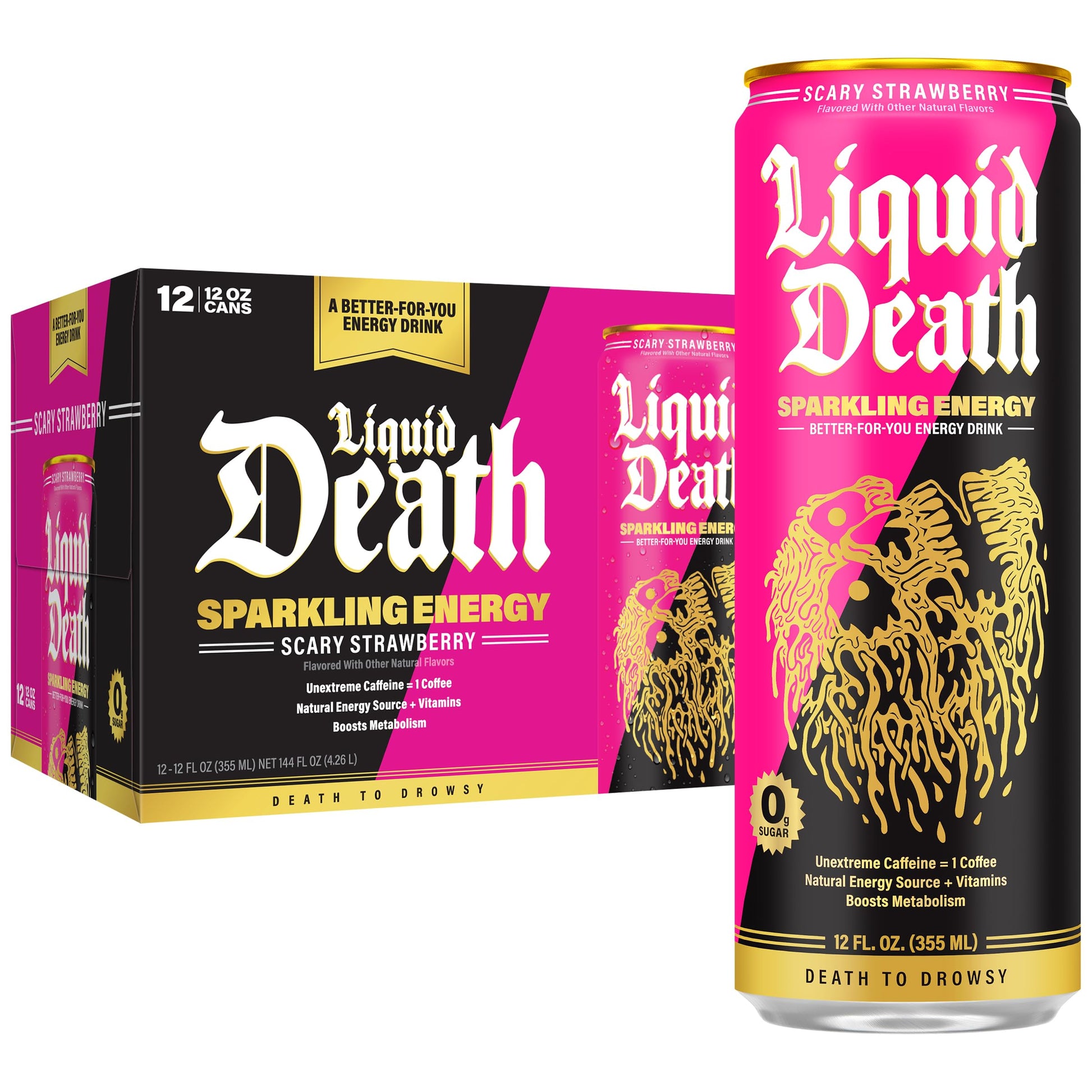 Buy now Liquid Death Sparkling Energy - Tropical Terror (Classic Piña Colada), Zero Sugar Energy Drink, Unextreme Caffeine 100mg, Essential Vitamins, 12 Fl Oz (Pack of 12) at indiglob india