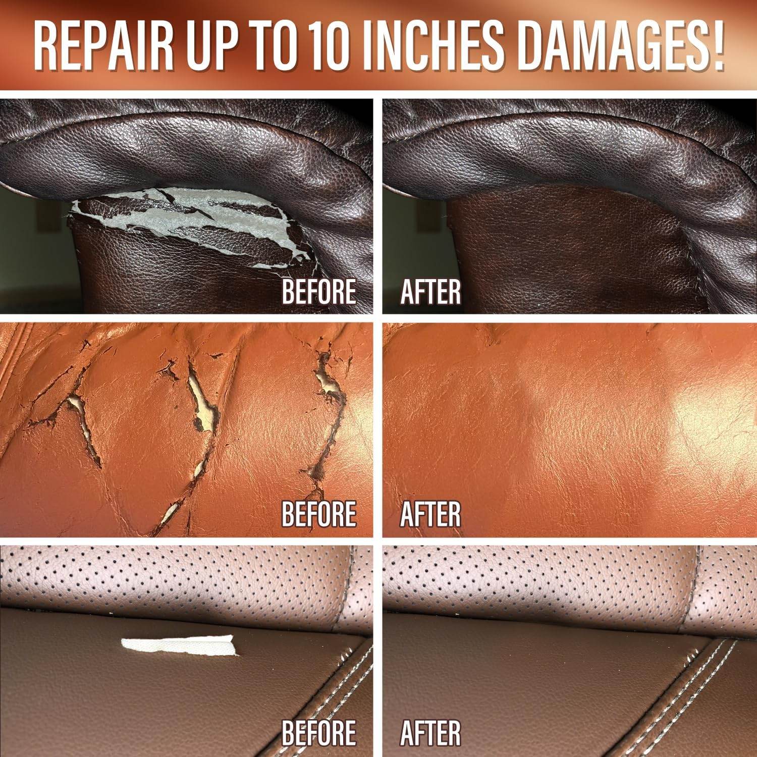 ARCSSAI ARCSSAL Brown Leather Repair Kit for Furniture, Leather Couch Repair Kit for Sofa, Jacket, Car Seats and Purse with Super Easy Instructions, Restores Any Material, Bonded, Pleather, Genuine - My Store