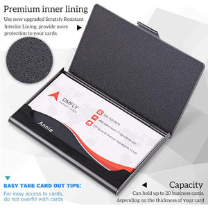 Slim Business Card Case for Men & Women, Pocket Metal Case, Professional Stainless Steel Business Card Holders, Purse Name Card Holder, Buckle Style Shut, Black
