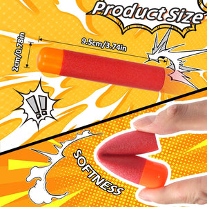 EKIND 9.5cm Foam Darts Compatible for Nerf Elite Mega Series 36-Dart Refill Pack (Red)