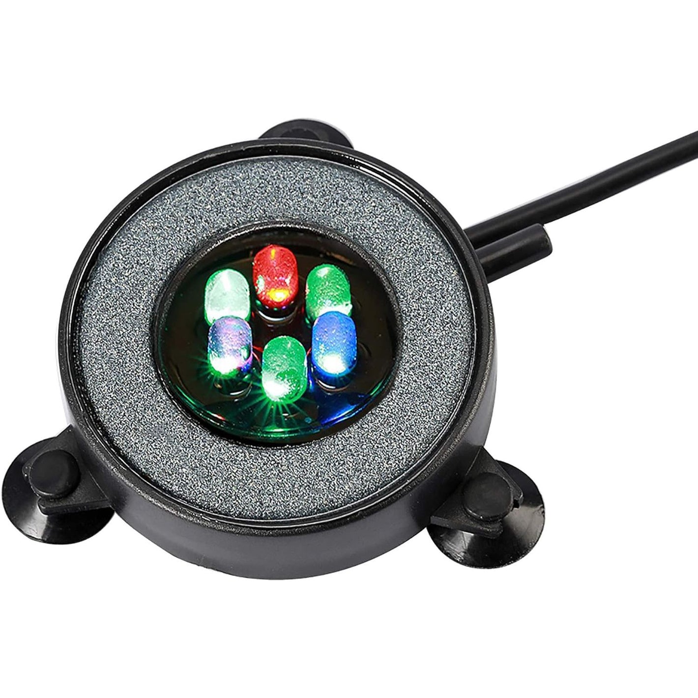 NICREW Multi-Colored LED Aquarium Bubbling Stone Disk, Round Fish Tank Bubbler with Auto Color Changing LEDs