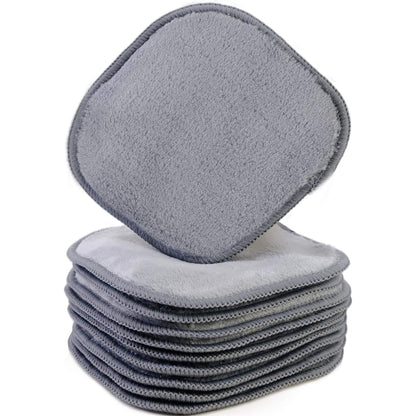 Polyte Premium Hypoallergenic Microfiber Fleece Makeup Remover and Facial Cleansing Cloth, 5 x 5 in, 10 Pack (Gray)