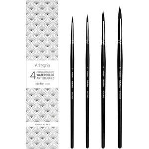 ARTEGRIA Watercolor Brush Set, 4 Professional Pointed Round Soft Synthetic Squirrel Paint Brushes, Sizes # 2, 4, 6, 8 - My Store