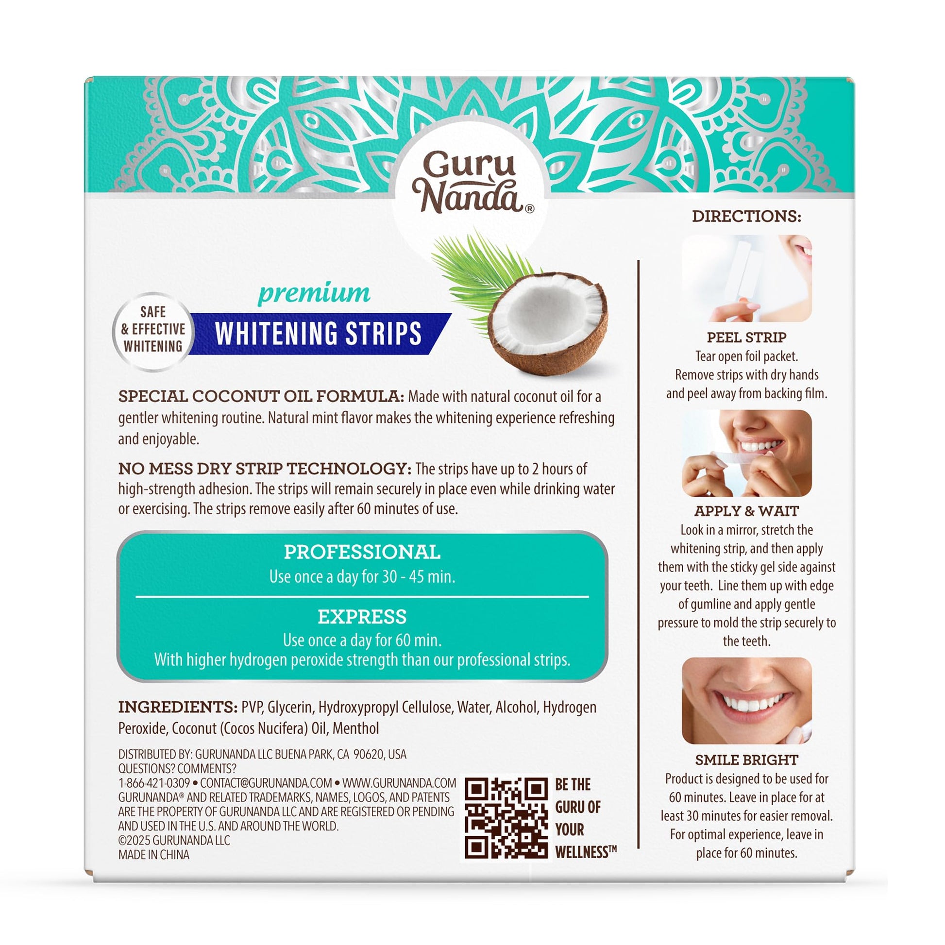 Buy now GuruNanda Teeth Whitening Strips - 7-Day Treatment with Non-Slip, Dry Strip Technology - Whitening Designed with Care for a Brighter Smile at indiglob india
