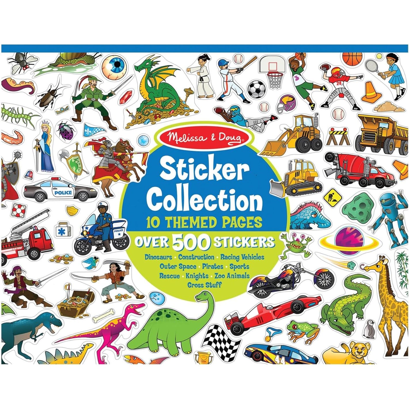Melissa & Doug Sticker Collection Book: Dinosaurs, Vehicles, Space, and More - 500+ Stickers - FSC Certified