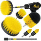 Holikme 6Pack Drill Brush Power Scrubber Cleaning Brush Extended Long Attachment Set All Purpose Drill Scrub Brushes Kit for Grout, Floor, Tub, Shower, Tile, Bathroom and Kitchen Surface，Yellow
