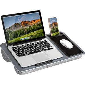 LAPGEAR Home Office Lap Desk with Device Ledge, Mouse Pad, and Phone Holder - Silver Carbon - Fits up to 15.6 Inch Laptops - Style No. 91585