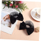 Beaupretty 2 Pieces Hair Snood Net Barrette Mesh Clip Elastic Butterfly Bun Bow Headdress for Lady Women Dance Office (Black)