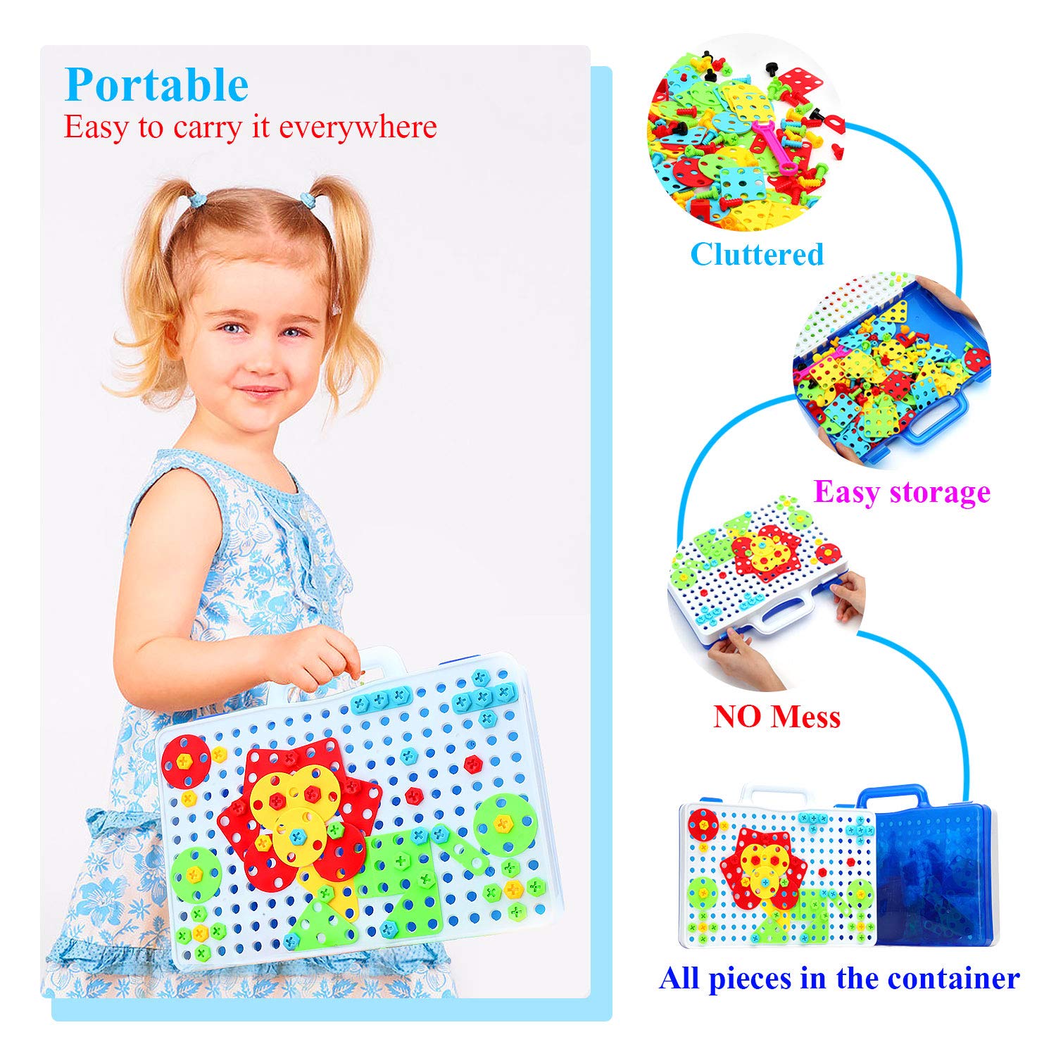Buy now HAPTIME Design and Drill Toy, Building Toys for Kids Ages 3-8,STEM Toys for 3 4 5 6 Year Old,193 Pcs Electric Drill Toy,Magic Montessori Play Toolbox for Toddler Boys Girls Preschool at indiglob india