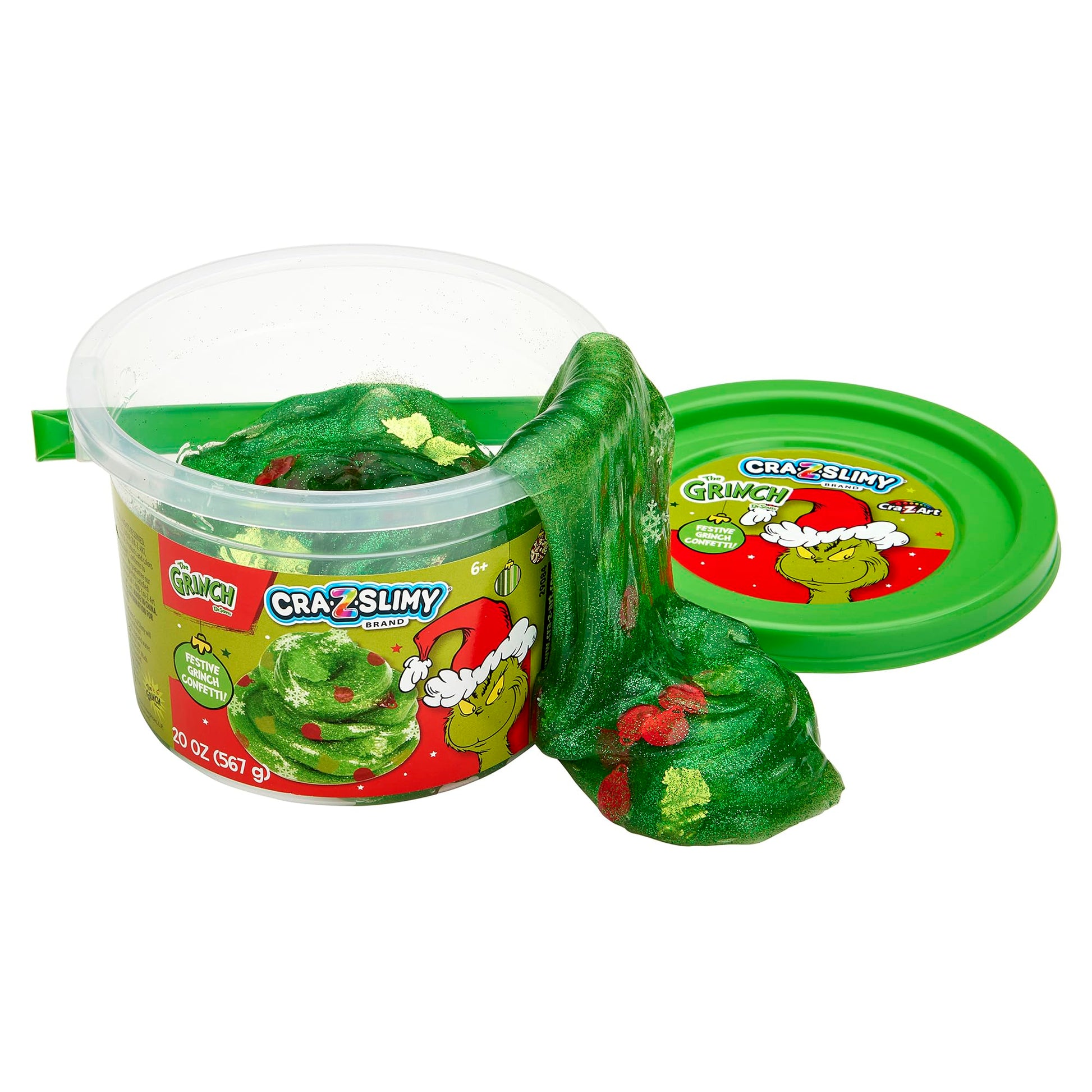 Buy now CRA-Z-Slimy The Grinch Green Glitter Slime Tub, 20 oz ƒ?? Includes Festive Grinch Confetti, Stretchy Holiday Slime for Kids Ages 6+, Sensory Christmas Toy at indiglob india
